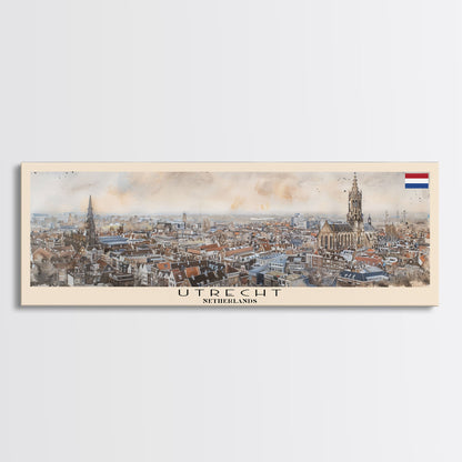 Utrecht, Niederlande – Kunstdruck für die Wand, Panorama-Stadtansicht, Reisekunst, Wanddekoration, Urlaubsgeschenk, gerahmter Leinwanddruck oder Metallbild