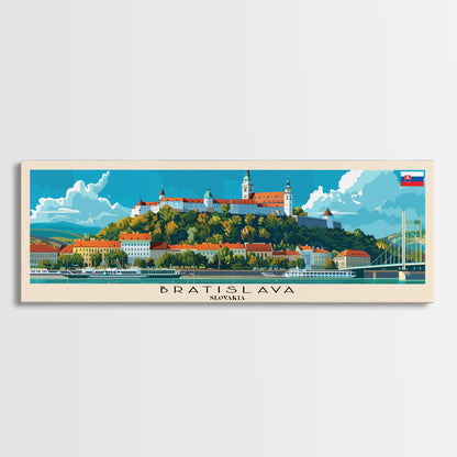 Bratislava Slovakia Wall Art, Panoramic Travel Poster, Panoramic Framed Canvas Print, City Wall Art, Wall Hanging Home Decor, Travel Art