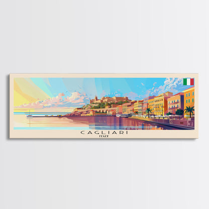 Cagliari Italy Wall Art, Panoramic Travel Poster, Panoramic Framed Canvas Print, City Wall Art, Wall Hanging Home Decor, Travel Art