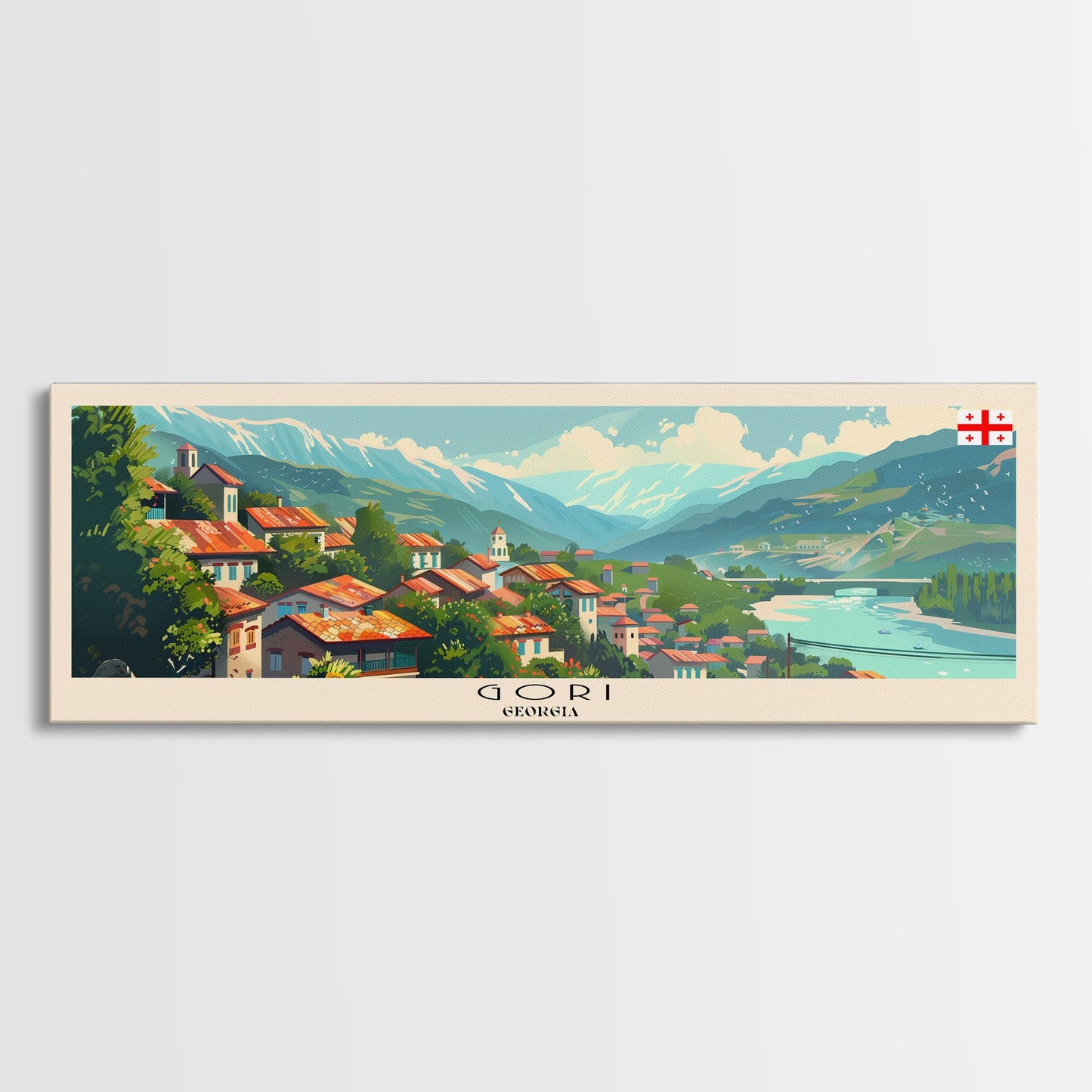 Gori Georgia Travel Print Wall Art, Panoramic City Art, Travel Art, Wall Decor, Vacation Gift, Framed Canvas Print Or Metal Art