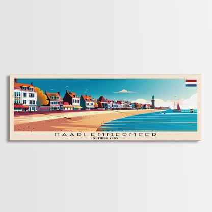 Haarlemmermeer Netherlands Panoramic Travel Poster, Framed Canvas Print or Metal Wall Art, Travel Art, Home Decor, Panoramic Painting, Midcentury Art