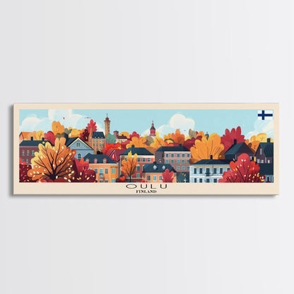 Oulu Finland Travel Print Wall Art, Panoramic City Art, Travel Art, Wall Decor, Vacation Gift, Framed Canvas Print Or Metal Art