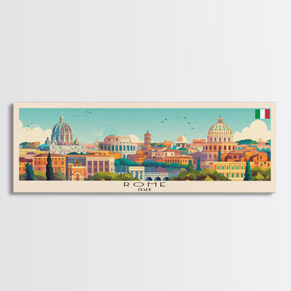 Rome Italy Travel Print Wall Art, Panoramic City Art, Travel Art, Wall Decor, Vacation Gift, Framed Canvas Print Or Metal Art