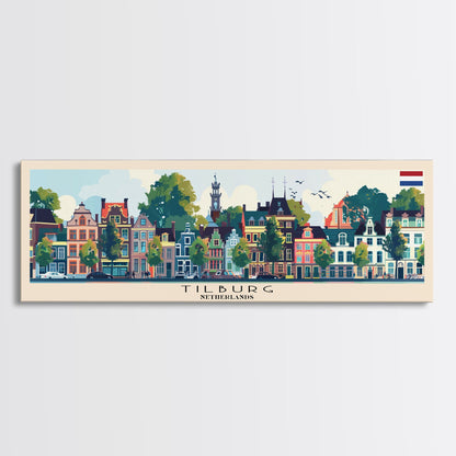 Tilburg Netherlands Wall Art, Panoramic Travel Poster, Panoramic Framed Canvas Print, City Wall Art, Wall Hanging Home Decor, Travel Art