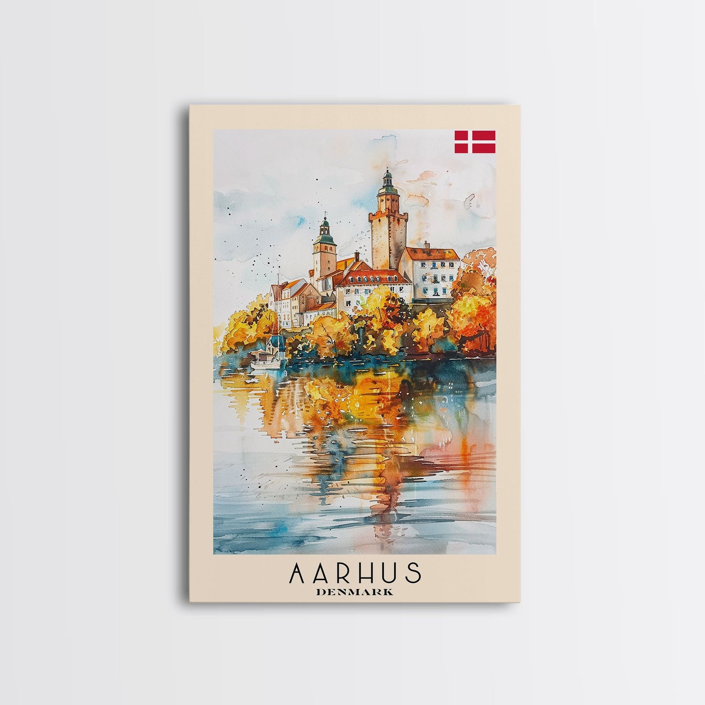 Serene Šabac Serbia Riverside View, Framed Canvas Print, Bedroom Wall Art, Farmhouse Style, Perfect Home Decor