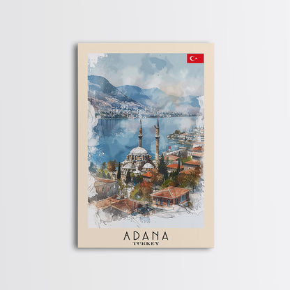 Majestic Adana Turkey Mosque View, Framed Canvas Print, Ideal for Living Room Art, Cultural Decor, Home Decoration