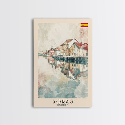Borås Sweden Travel Poster Framed Canvas Print, Wall Art, Home Decor, Travel Print, Coastal Scene, Minimalist Art, Original Art
