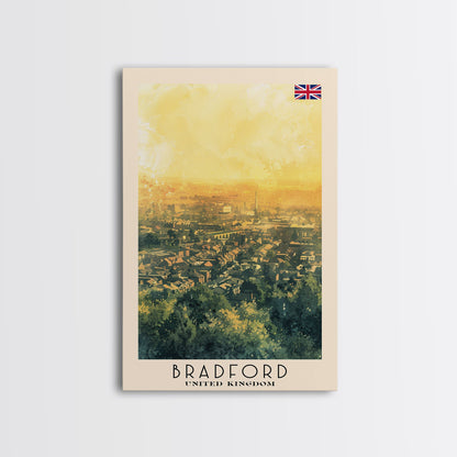 Bradford United Kingdom Travel Poster Framed Canvas Print, Wall Art, Home Decor, Travel Print, Cityscape Art, Abstract Art, Original Art