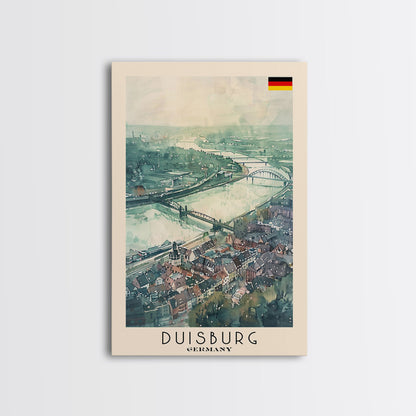 Duisburg, Germany Framed Canvas Print. Ideal Wall Art for Modern Living Room or Bedroom Decor, Stunning Urban Travel Poster.