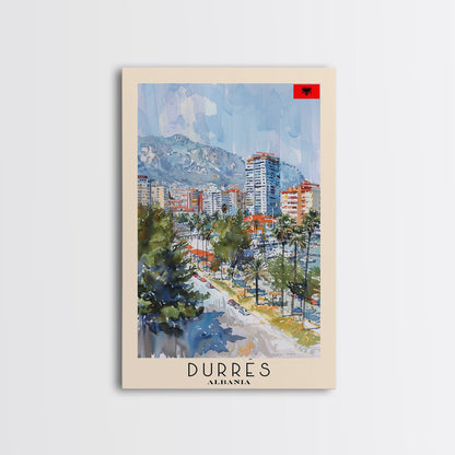 Durres, Albania Coastal Framed Canvas Print. Beautiful Wall Art for Living Room or Bedroom, Charming Travel Poster Art.