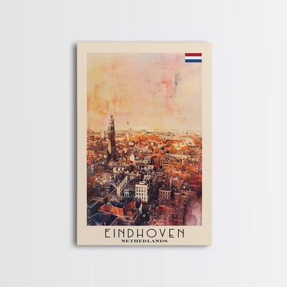 Eindhoven, Netherlands Framed Canvas Print. Modern Wall Art for Living Room or Bedroom, Cityscape Travel Poster Art.
