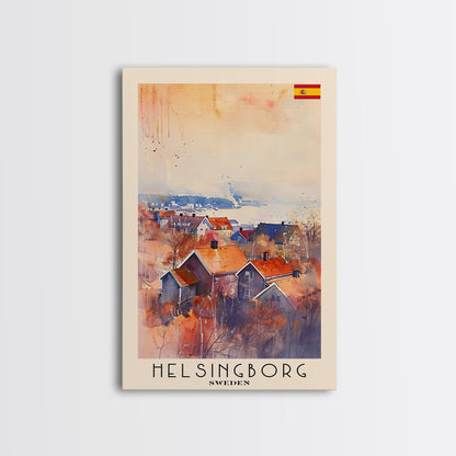 Helsingborg Sweden Coastal Town Art, Framed Canvas Wall Art, Home Decor, Living Room Art, Scandinavian Poster, Wall Decor, Travel Poster Art