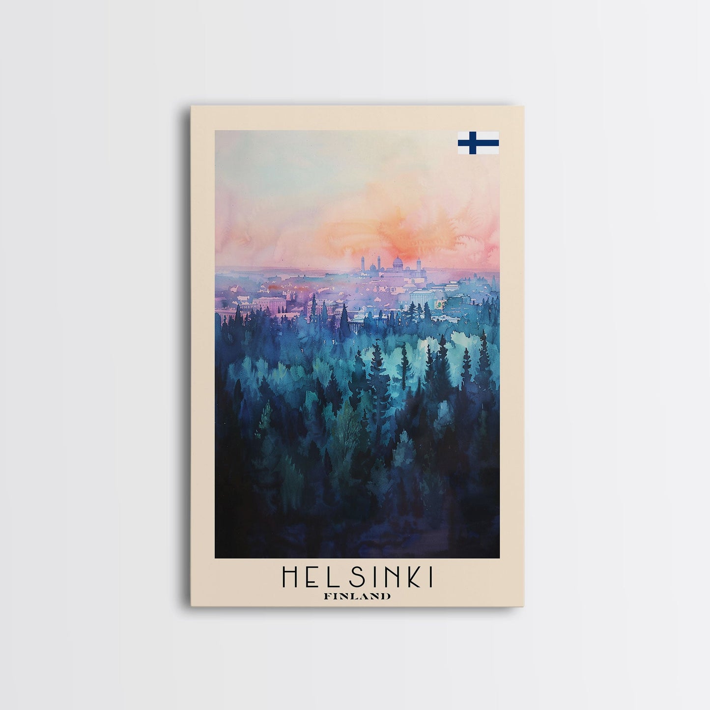 Helsinki Finland Skyline Art Print, Framed Canvas Wall Art, Living Room Decor, Office Art, Cityscape Poster, Home Decor, Travel Poster Art