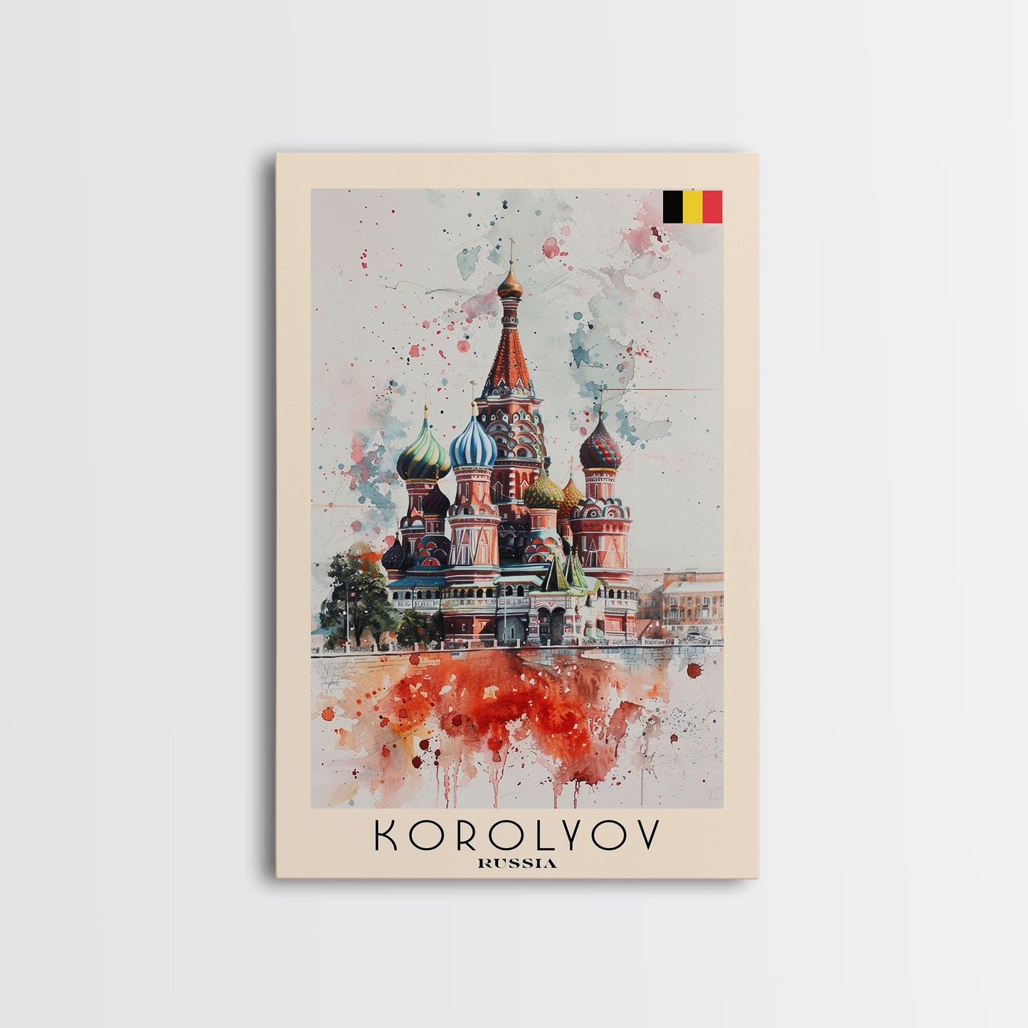 Korolyov Russia Scenic Cityscape, Framed Canvas Print, Travel Poster, Wall Art, Dining Room Decor, Russian Urban Landscape, Cityscape Painting