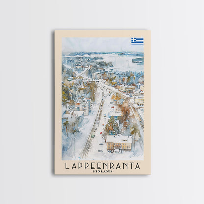 Lappeenranta Finland Travel Poster Framed Canvas Print, Scenic Landscape, Watercolor Painting, Wall Art, Home Decor, Travel Print, Artistic Gift