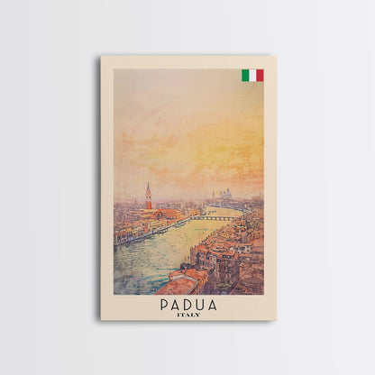Padua Italy Travel Poster Framed Canvas Print, Watercolor Painting, Scenic Wall Art, Home Decor, Italian Cityscape, Modern Art