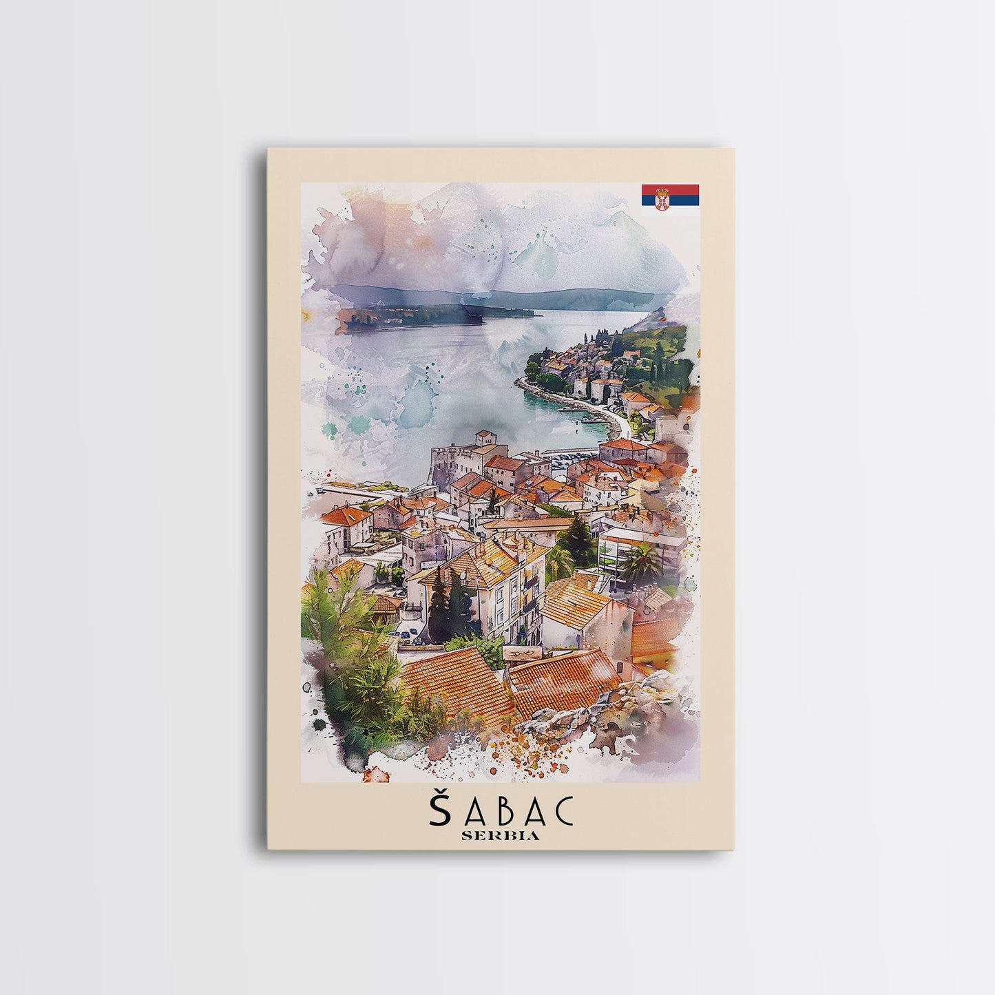 Picturesque Acharnes Greece Coastal Village, Framed Canvas Print, Living Room Art, Mediterranean Style, Home Decoration