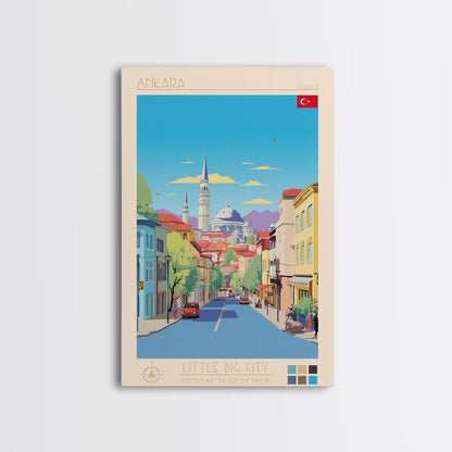 Ankara Turkey Travel Poster Framed Canvas Print, Midcentury Modern Art, Pop Art Wall Decor, Home Decor, Vacation Gift, Living Room Art