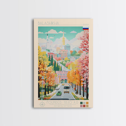 Balashikha Russia Travel Poster Framed Canvas Print, Midcentury Modern Art, Pop Art Wall Decor, Home Decor, Vacation Gift, Living Room Art