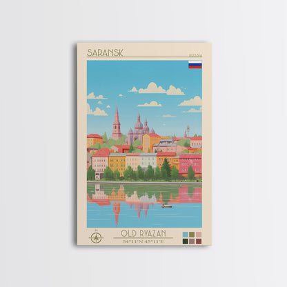 Saransk Russia Travel Poster Framed Canvas Print, Midcentury Modern Art, Pop Art Wall Decor, Living Room Art, Bedroom Decoration
