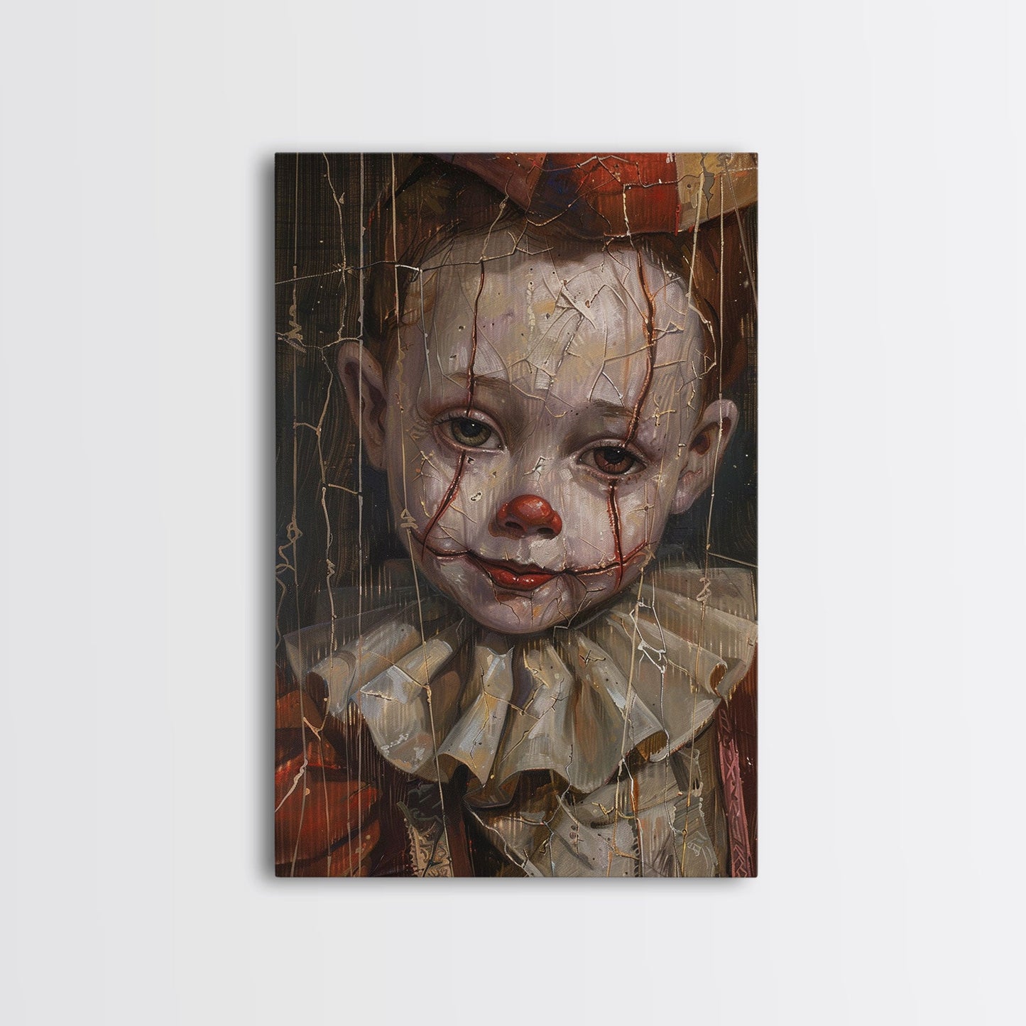 Haunting Clown with Cracked Face - Spooky Halloween Art Print - Creepy Home Decor - Scary Clown Wall Art - Perfect Halloween Decoration