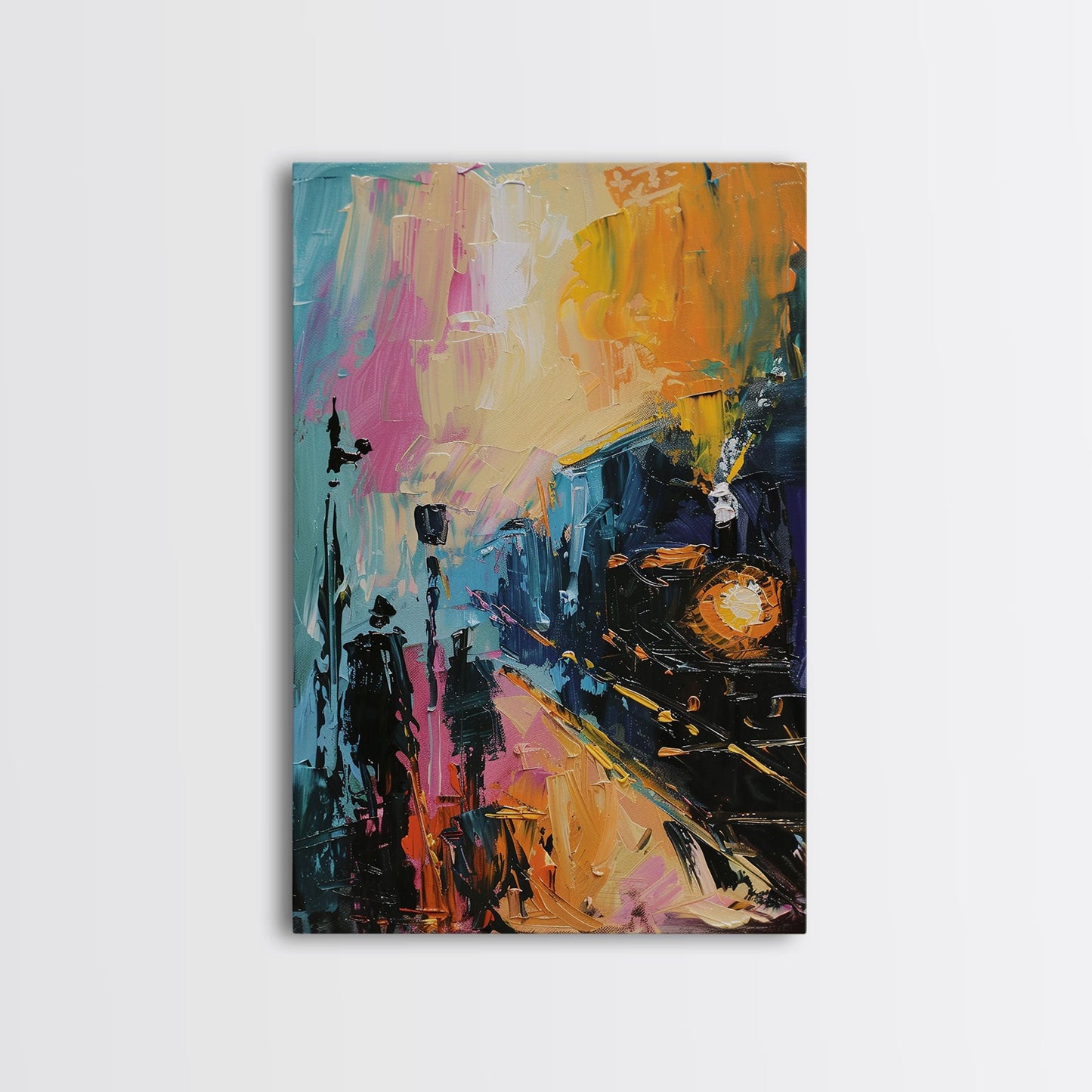 Haunted Carnival Ride at Night Framed Canvas Print, Halloween Wall Art, Spooky Home Decor, Ghostly, Haunted Amusement Park, Halloween Art