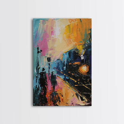 Haunted Carnival Ride at Night Framed Canvas Print, Halloween Wall Art, Spooky Home Decor, Ghostly, Haunted Amusement Park, Halloween Art