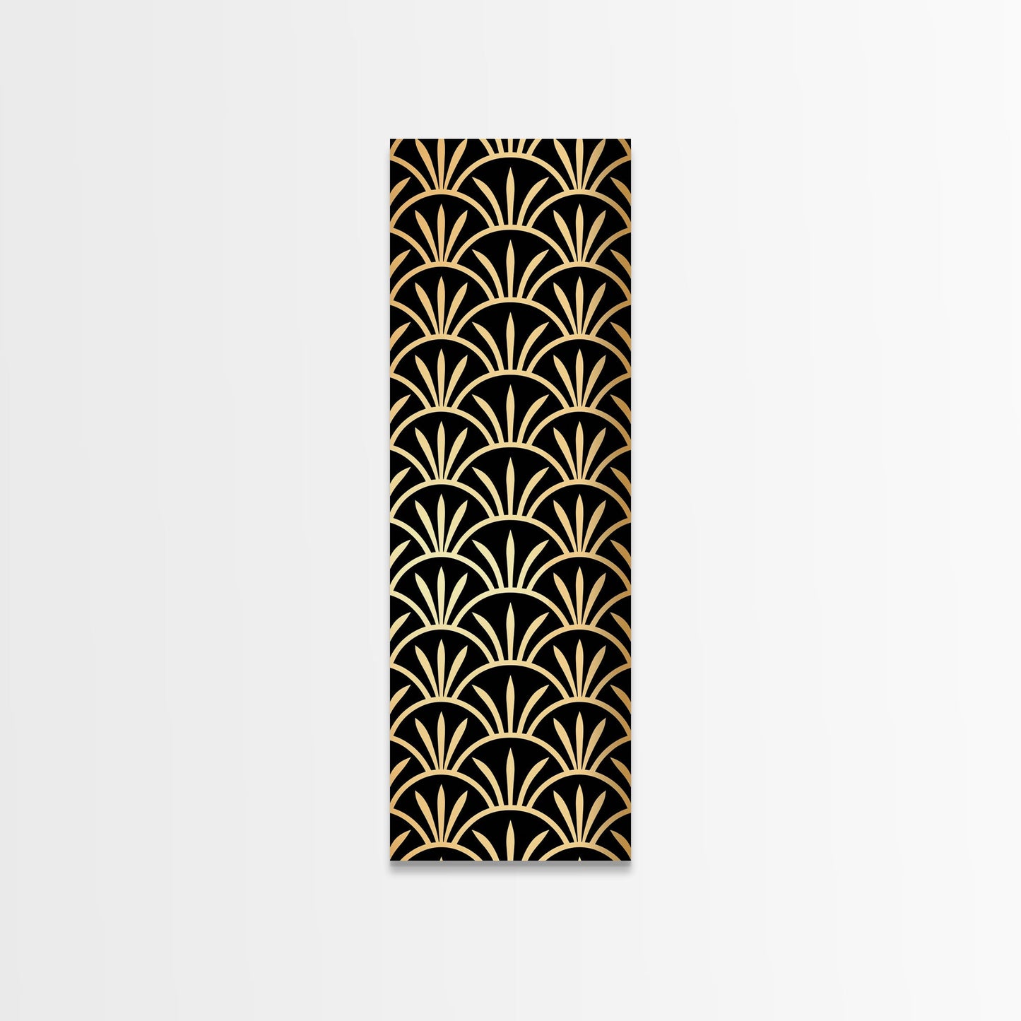 Retro Flower Motif in Orange and Green Tones - Framed Canvas Print, Midcentury Modern Art, Skinny Art, Tall Art, Living Room Wall Decor, Boho Art