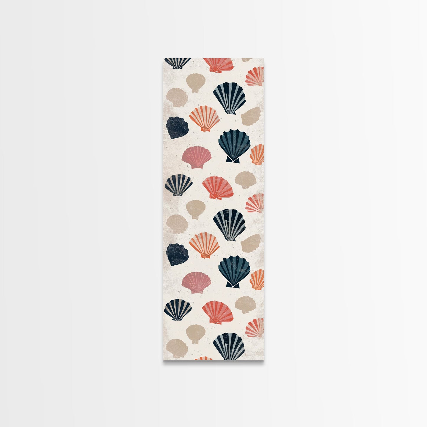 Patterned Sea Shells in Various Colors on a Light Background Ukiyo-e Art Japanese Framed Canvas Print Skinny Tall Art