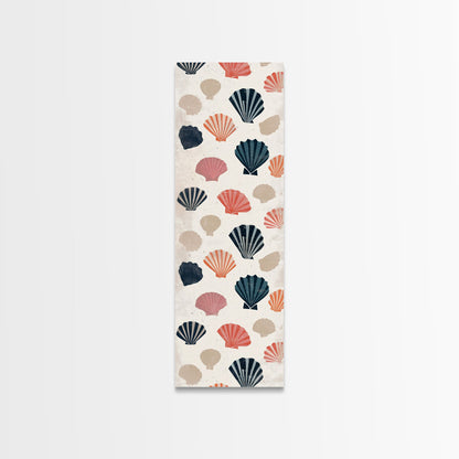 Patterned Sea Shells in Various Colors on a Light Background Ukiyo-e Art Japanese Framed Canvas Print Skinny Tall Art