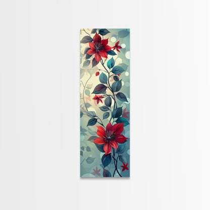Canvas Print Vibrant Red Clematis Flowers Against Dreamy Background, Perfect For Botanical Wall Art
