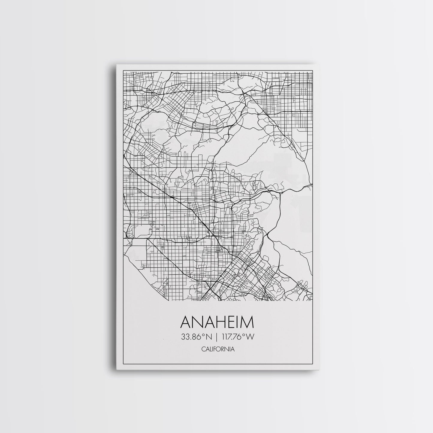 Anaheim Street Map, California Map, City Map Wall Decor, Travel Map, Minimalist, Modern Art, Wall Art, Canvas Print, Canvas Wall Art