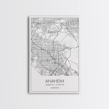 Anaheim Street Map, California Map, City Map Wall Decor, Travel Map, Minimalist, Modern Art, Wall Art, Canvas Print, Canvas Wall Art