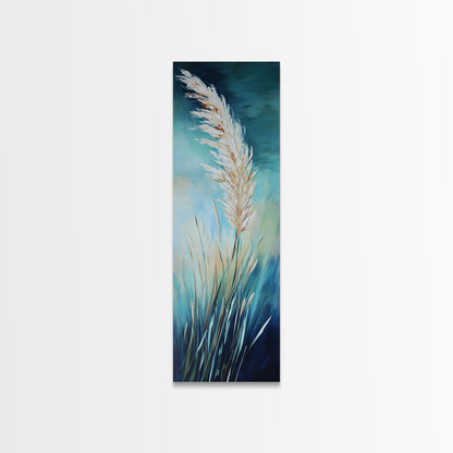 Soft Blue Pampas Grass Canvas Print botanical prints, tall narrow art, wabi sabi art, coastal decor, sage green wall art, modern farmhouse decor, extra wide art, minimalist art, bedroom art