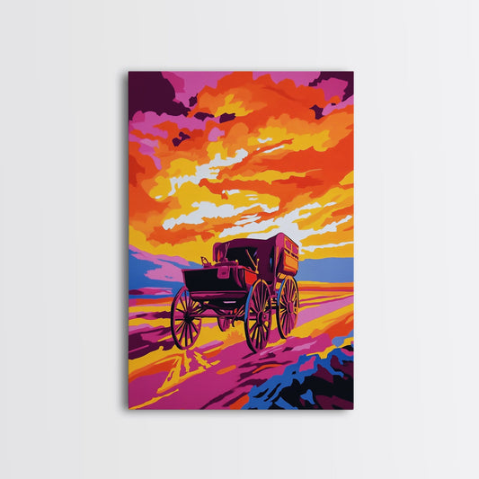 Carriage Painting, Rustic Wall Art, Farmhouse Decor, Vintage Art, Framed Canvas Print, Southwest Wall Art, Above Couch Art, Moody Art, Gift Idea