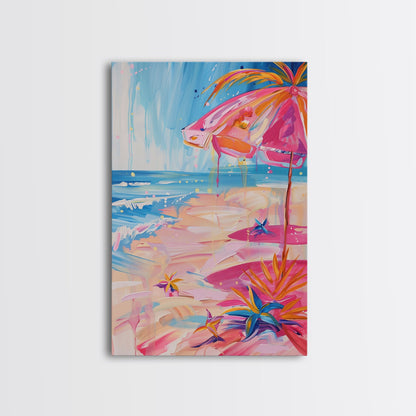 Vibrant Desert Landscape with Cacti - Framed Canvas Print, Colorful Southwestern Art, Living Room Decor, Desert Wall Art