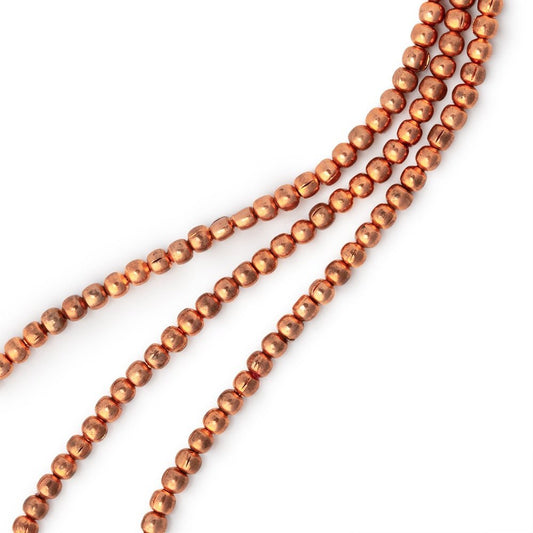 3 strand - 2mm Bright Copper plain round Beads 8 inch each