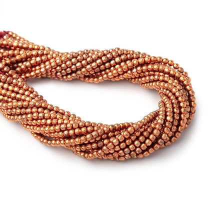 3 strand - 2mm Bright Copper plain round Beads 8 inch each