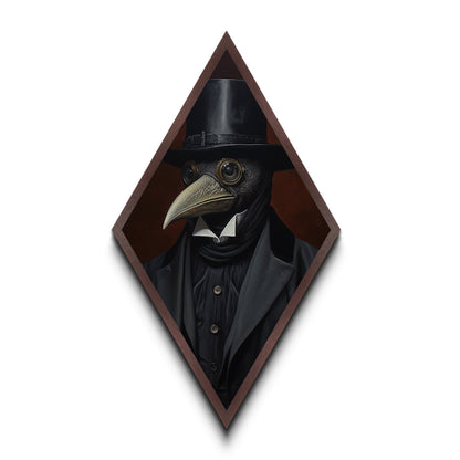 Plague Doctor Raven Portrait Dark Academia Wall Art, Crow Portrait, Gothic Victorian Oil Painting Print, Diamoned Shaped Art