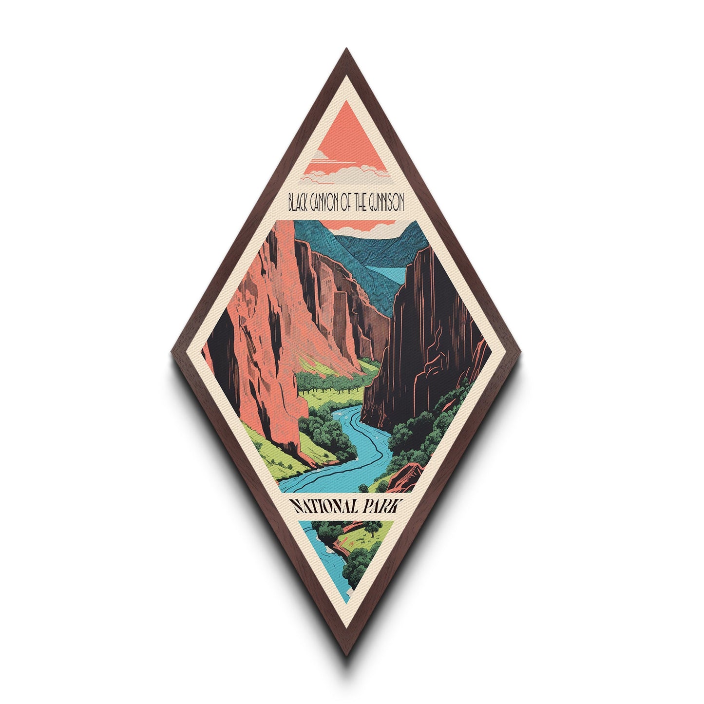 Black Canyon of the Gunnison Diamond Shaped Travel Poster Canvas Art Print, Canvas Wall Art, Travel Gift, Colorado Travel Art