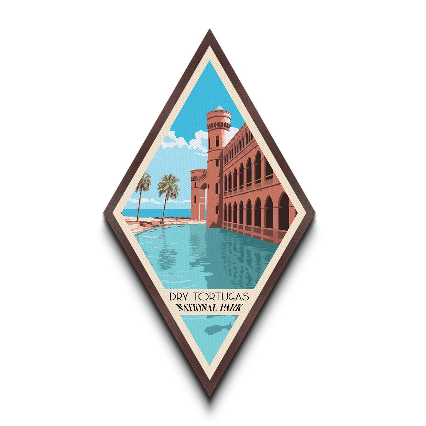 Retro-Reiseposter „Dry Tortugas Nationalpark“ auf Leinwand, Reisedeko-Kunst, Midcentury-Modern-Deko, Florida-Reisekunst