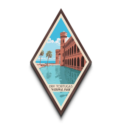 Retro-Reiseposter „Dry Tortugas Nationalpark“ auf Leinwand, Reisedeko-Kunst, Midcentury-Modern-Deko, Florida-Reisekunst