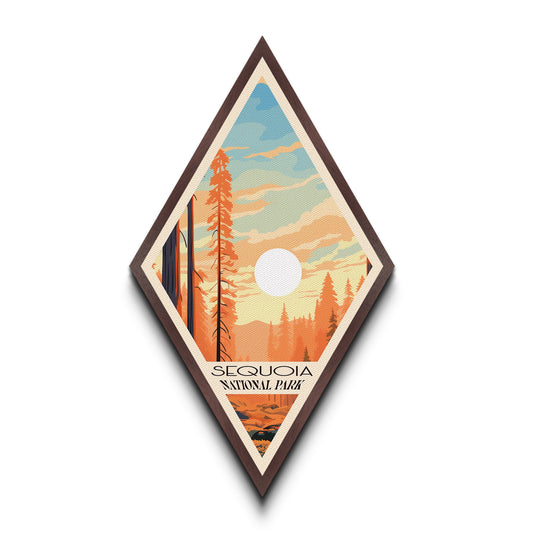 Retro Sequoia National Park Travel Poster Canvas Texture Print, Travel Decor Art, Midcentury Modern Decor California Travel Art