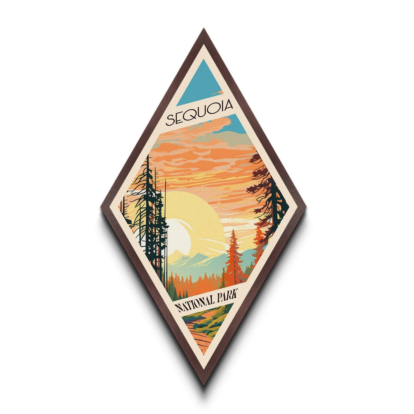 Retro-Abenteuerposter „Sequoia Nationalpark“, Wandbild mit Struktur, Reisedeko, Midcentury-Modern-Deko, Kalifornien-Reisekunst