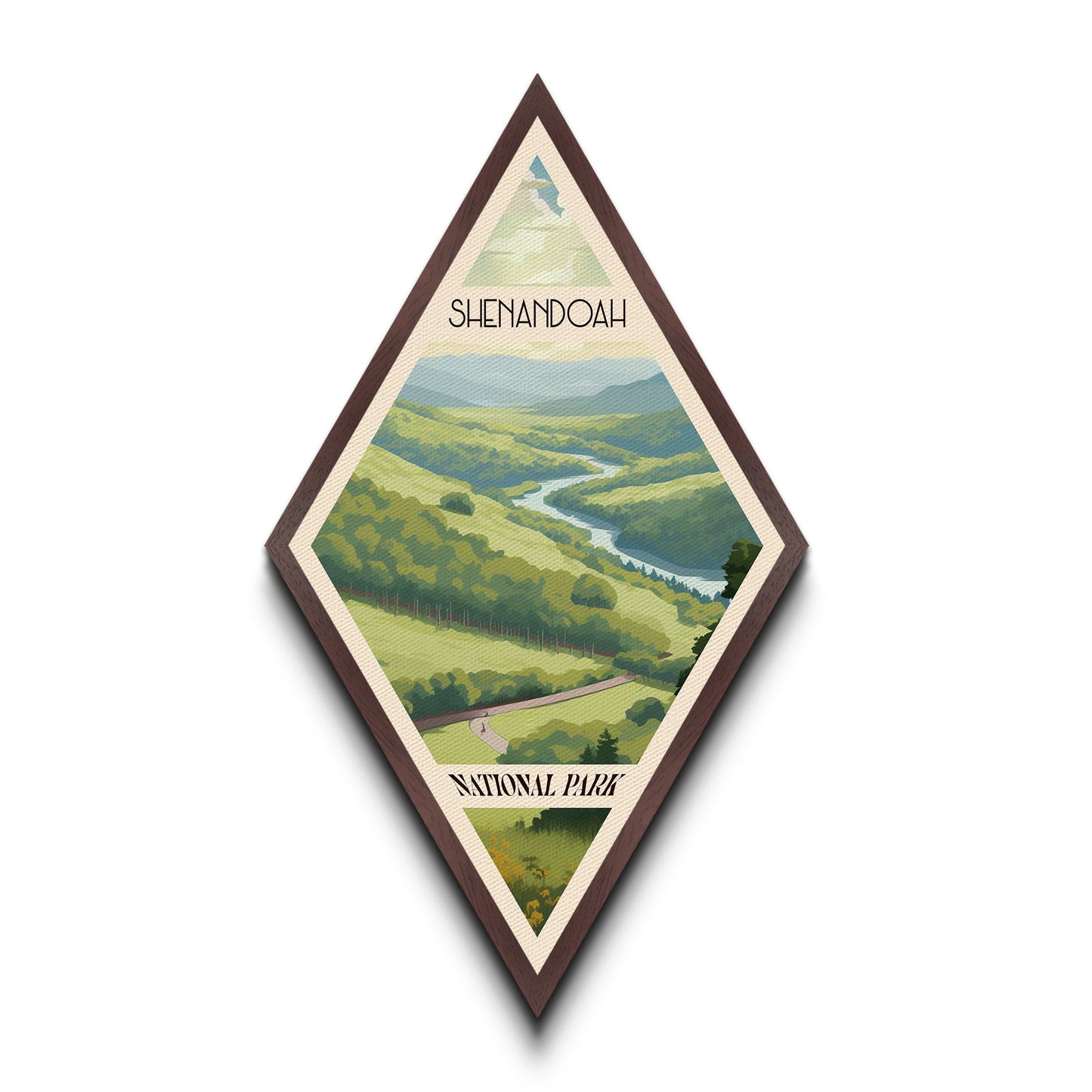 Shenandoah National Park Diamond Shaped Travel Print Canvas Artwork Print, Canvas Wall Art, Travel Present, Virginia Travel Art