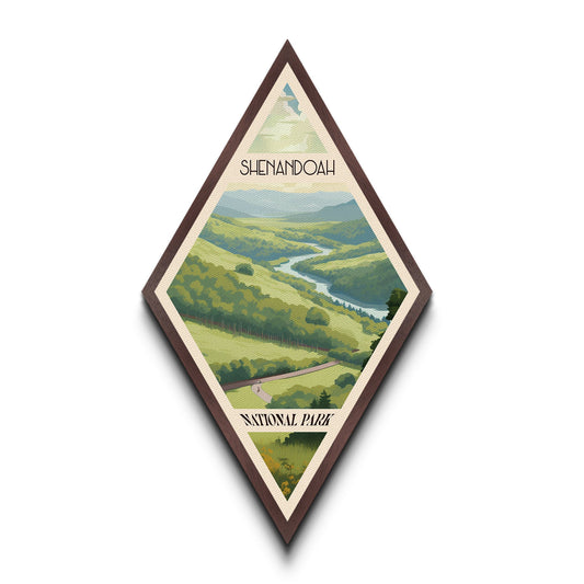 Shenandoah National Park Diamond Shaped Travel Print Canvas Artwork Print, Canvas Wall Art, Travel Present, Virginia Travel Art