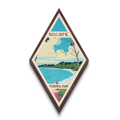 Biscayne National Park Diamond-Shaped Adventure Poster Wall Art Art Print, Canvas Wall Art, Travel Gift, Florida Travel Art