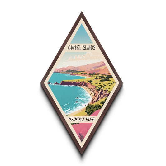 Channel Islands National Park Diamond Shaped Travel Poster Canvas Artwork Print, Canvas Wall Art, Travel Gift, California Travel Art