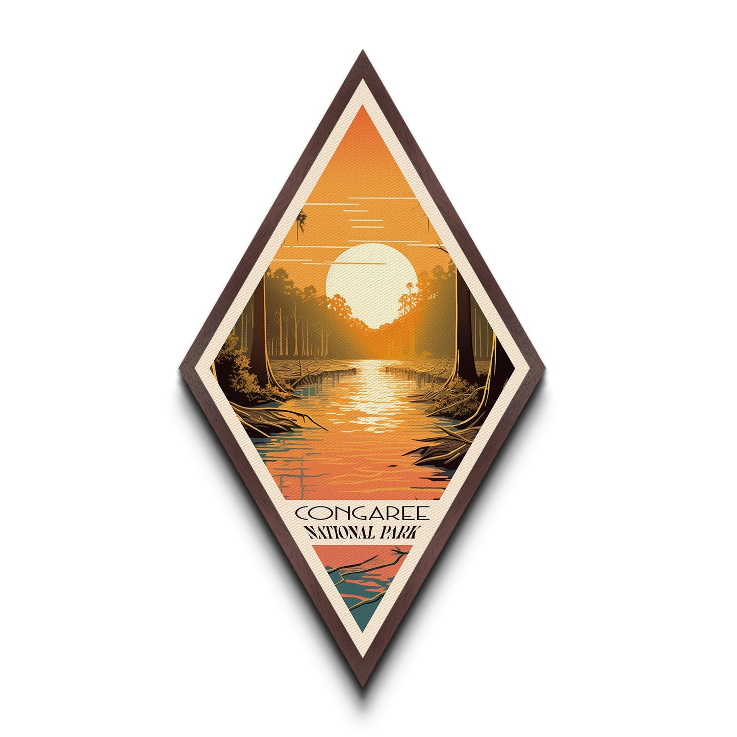 Retro Congaree National Park Travel Poster Canvas Texture Print, Travel Decor Art, Midcentury Modern Decor South Carolina Travel Art