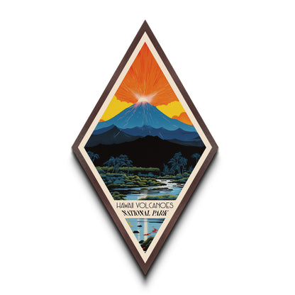 Retro Hawai'i Volcanoes National Park Travel Poster Canvas Texture Print, Travel Decor Art, Midcentury Modern Decor Hawaii Travel Art